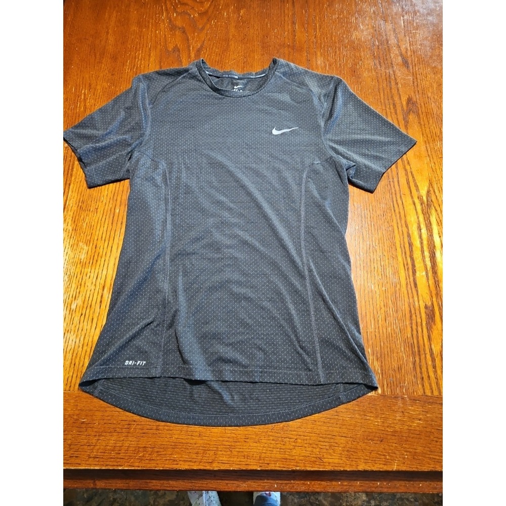 Nike Dri-fit Running Shirt Mens Small Black Lightweight‎ Tshirt (A911)